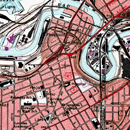 Topographic Map of Saint Johns Episcopal Church, OH