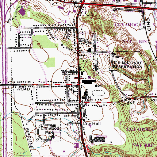 Topographic Map of Independence Square Shopping Center, OH