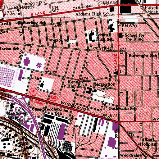 Topographic Map of Arbor Park Place Shopping Center, OH