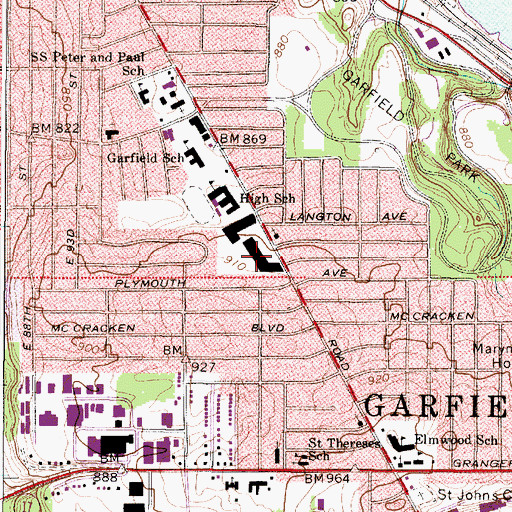 Topographic Map of Turneytown Shopping Center, OH