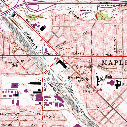 Topographic Map of Mapletown Shopping Center, OH