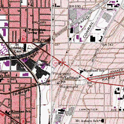 Topographic Map of Saint Elizabeths Magyar Roman Catholic Church, OH
