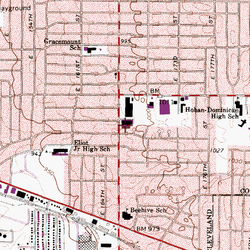 Topographic Map of Lee-Judson Plaza Shopping Center, OH