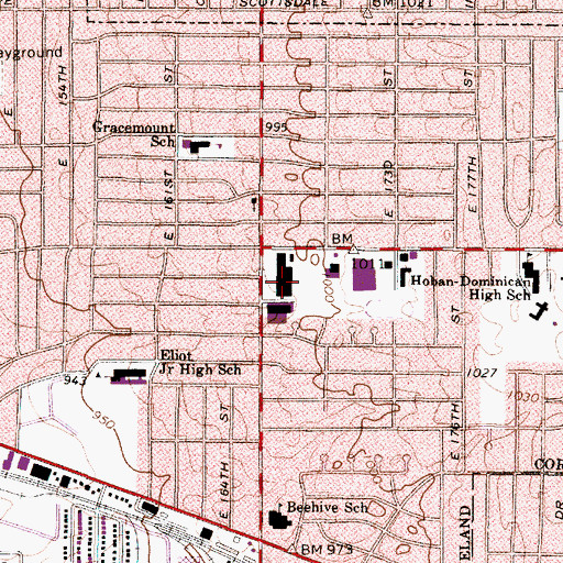 Topographic Map of Harvard-Lee Shopping Center, OH