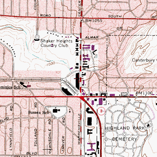 Topographic Map of Van Aken Shopping Center, OH