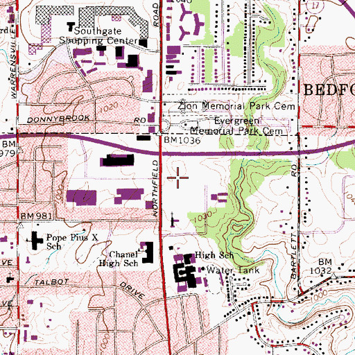 Topographic Map of Meadow Brook Market Square Shopping Center, OH