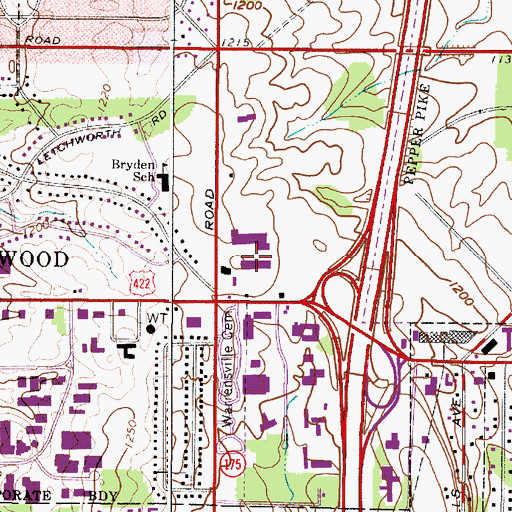 Topographic Map of Pavilion Shopping Center, OH