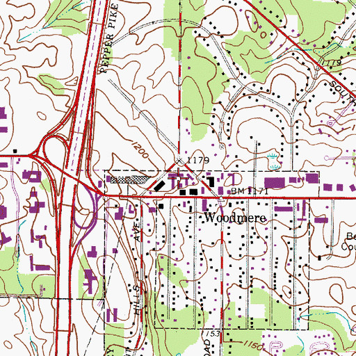 Topographic Map of Eton Square Shopping Center, OH