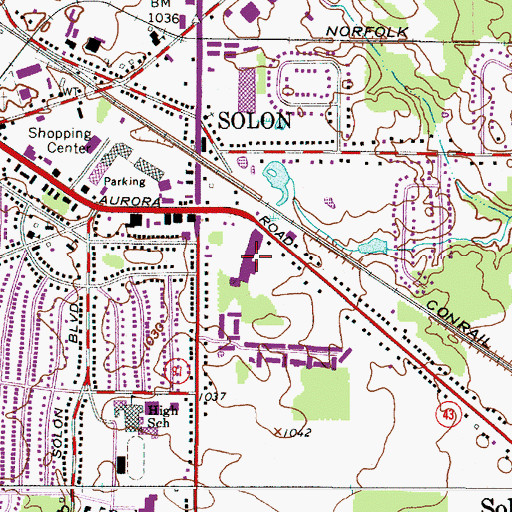 Topographic Map of Solar Shopping Center, OH