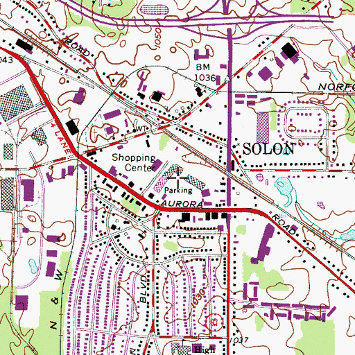 Topographic Map of Solon Square Shopping Center, OH
