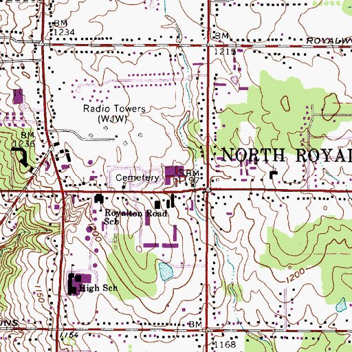 Topographic Map of Royalton Plaza Shopping Center, OH