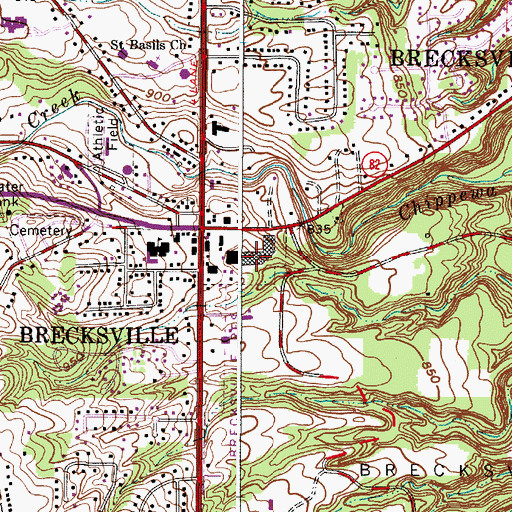 Topographic Map of Brecksville Shopping Center, OH