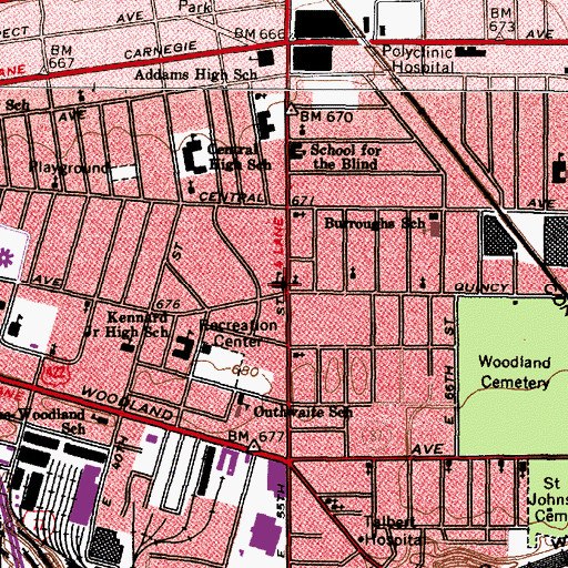 Topographic Map of Alfred A Benesch Elementary School, OH
