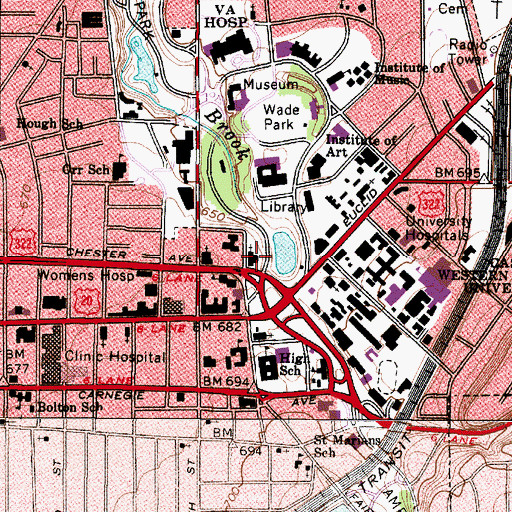 Topographic Map of Epworth-Euclid United Methodist Church, OH