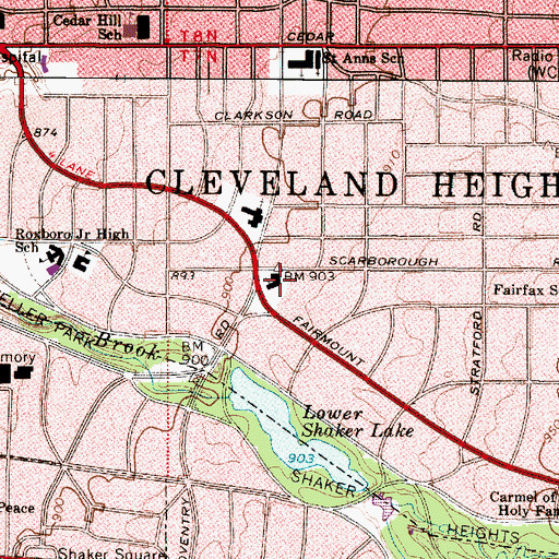 Topographic Map of Fairmount Presbyterian Church, OH