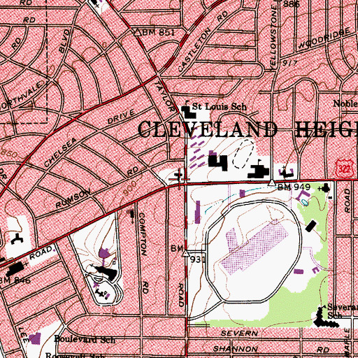 Topographic Map of Forest Hill Church of Christ, OH