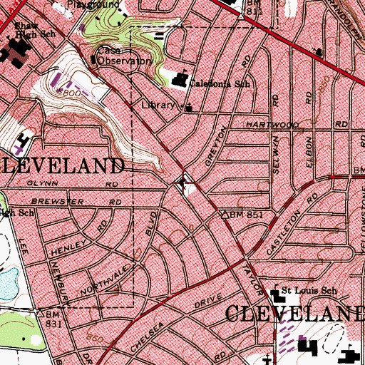 Topographic Map of Hope Evangelical Lutheran Church, OH