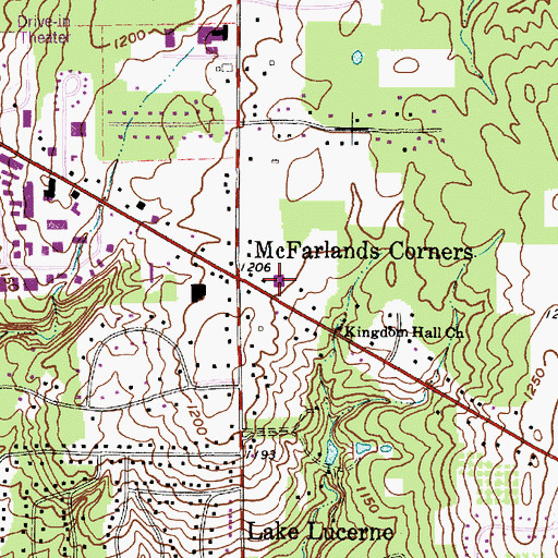 Topographic Map of Tanglewood Square Shopping Center, OH