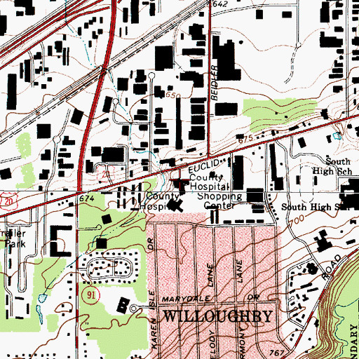 Topographic Map of Windsor - Laurelwood Center for Behavioral Medicine, OH