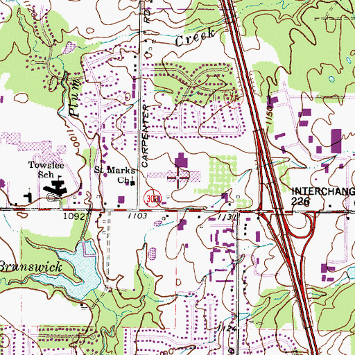 Topographic Map of Hadcock Center Shopping Center, OH