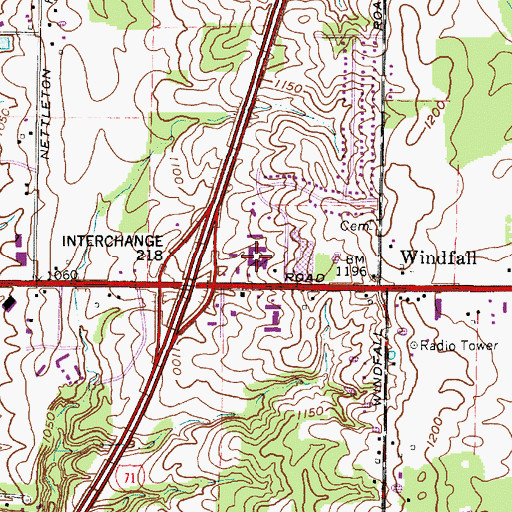 Topographic Map of Plaza 71 Shopping Center, OH