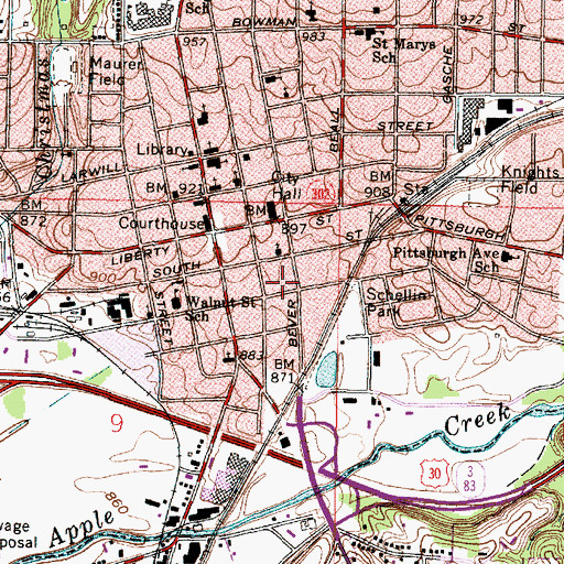 Topographic Map of School Number 1 (historical), OH