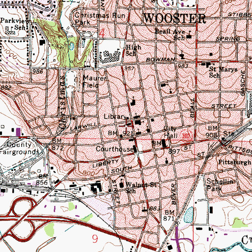 Topographic Map of School Number 3 (historical), OH