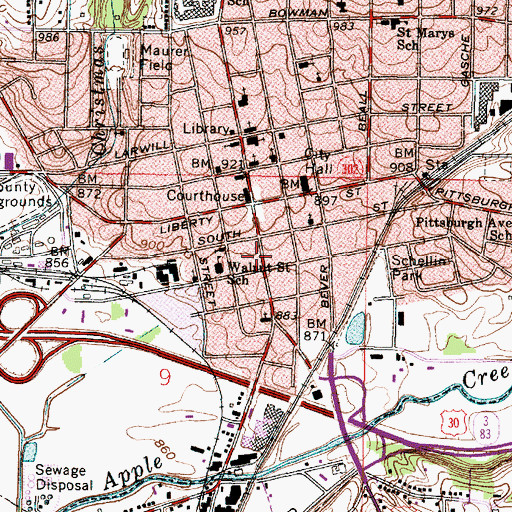 Topographic Map of School Number 4 (historical), OH