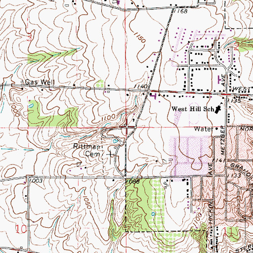 Topographic Map of Union Church (historical), OH