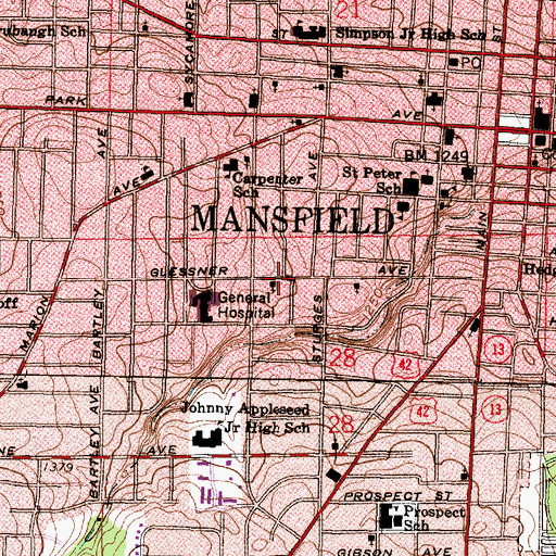 Topographic Map of First Assembly of God Church, OH