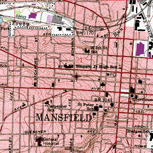 Topographic Map of First Christian Church, OH