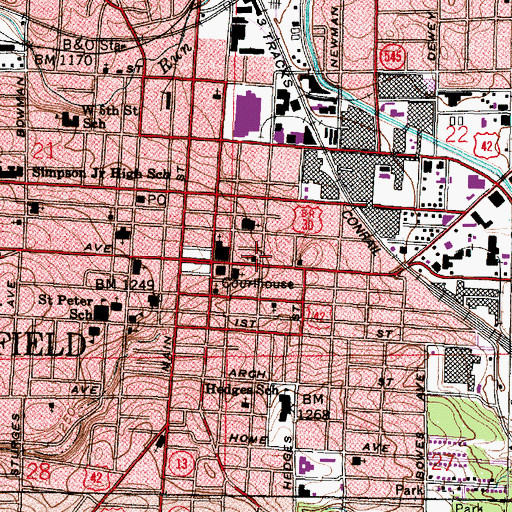 Topographic Map of First Evangelical United Brethren Church (historical), OH