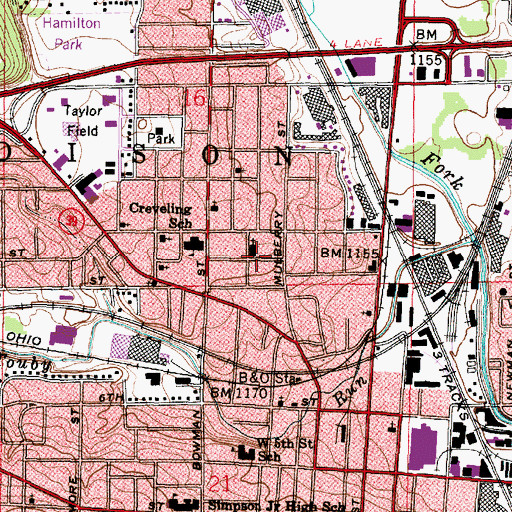 Topographic Map of Mayflower Memorial Congregational Church (historical), OH