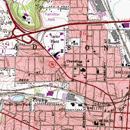 Topographic Map of Pilgrim Tabernacle, OH