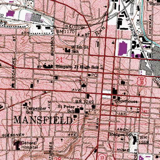Topographic Map of Saint Pauls Lutheran Church, OH