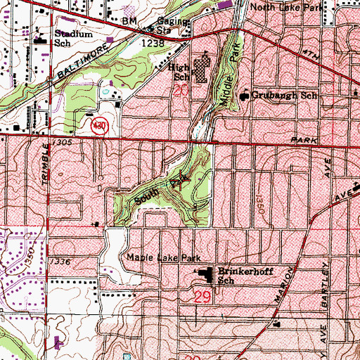 Topographic Map of South Park, OH