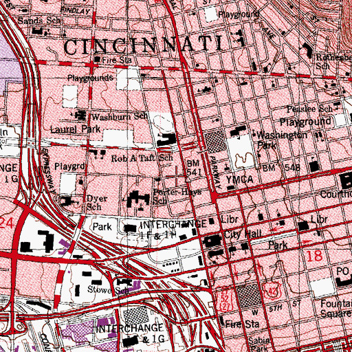 Topographic Map of Betts-Longworth Historic District, OH