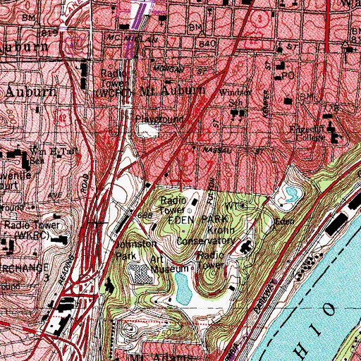 Topographic Map of Eden Park School (historical), OH