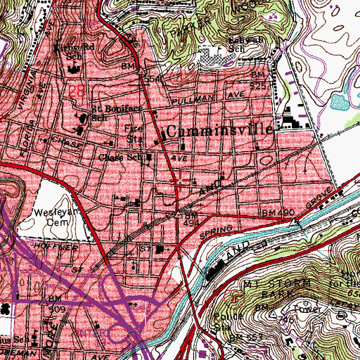 Topographic Map of Hoffner Historic District, OH