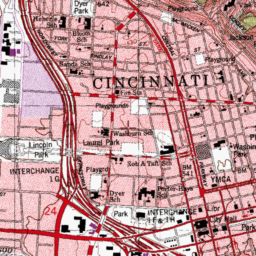 Topographic Map of Laurel Homes Historic District, OH