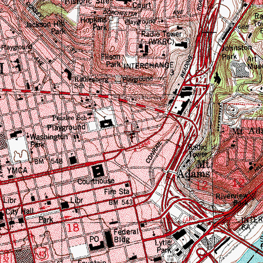 Topographic Map of Saint Paul Catholic Church (historical), OH