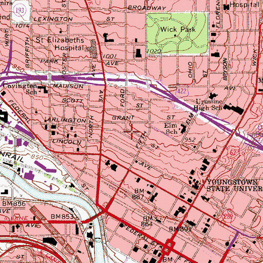 Topographic Map of Arlington Avenue Historic District, OH