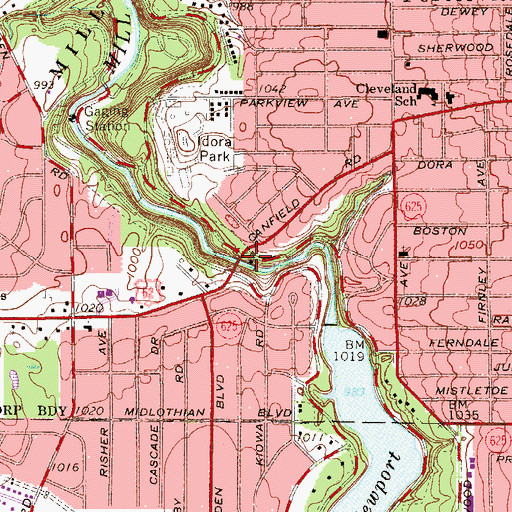 Topographic Map of Lanterman Mill, OH