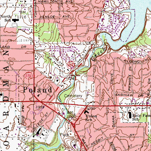 Topographic Map of White Bridge, OH