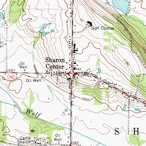 Topographic Map of Sharon Center Public Square Historic District, OH
