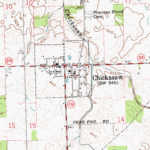 Topographic Map of Chickasaw School (historical), OH