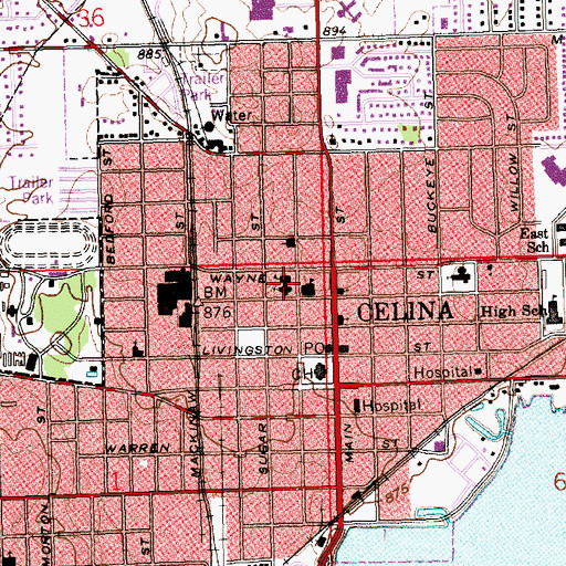 Topographic Map of Immaculate Conception Catholic Church, OH