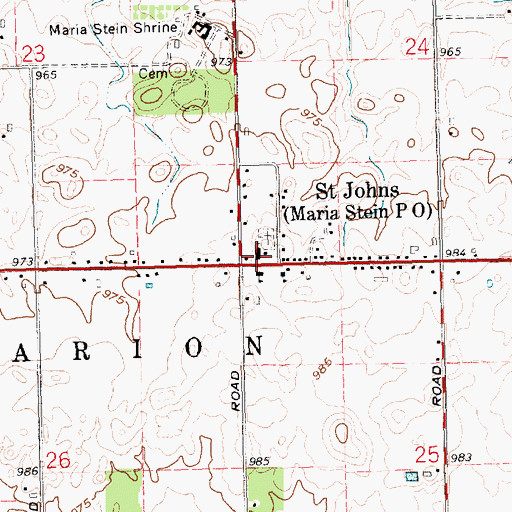 Topographic Map of Maria Stein Catholic Church, OH
