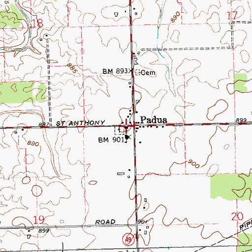 Topographic Map of Saint Anthony Catholic Church, OH