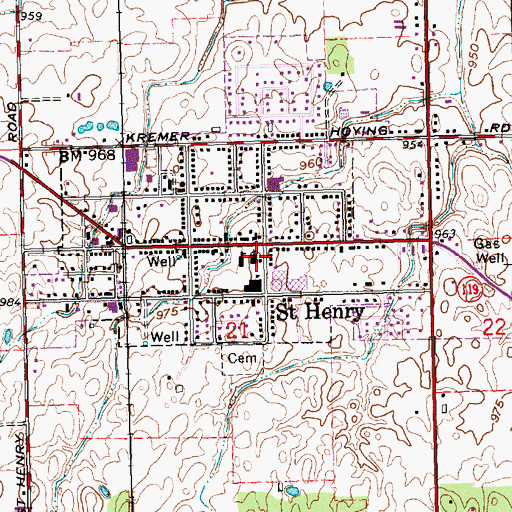 Topographic Map of Saint Henry Catholic Church, OH